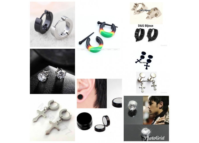 Brinco masculino,argola,argolinha,cruz,pressão diversos modelos 