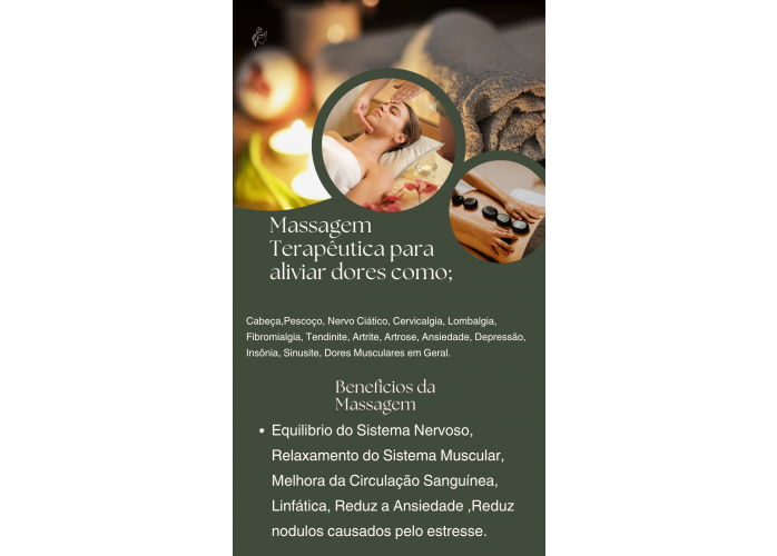Mulher Massoterapeuta realiza Massagens Terapêuticas para aliviar dores 