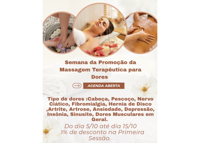 Massoterapeuta Mulher realiza Massagens Relaxante Terapêutica para aliviar dores ,cansaço 