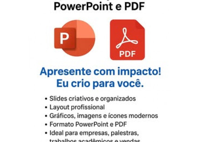 Criação Profissional de Apresentações em Slides e PDF. R$10 por slide.