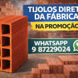 TIJOLOS DIRETO DA FABRICA COM 8 FUROS 9X19X19 COM PREÇO PROMOCIONAL