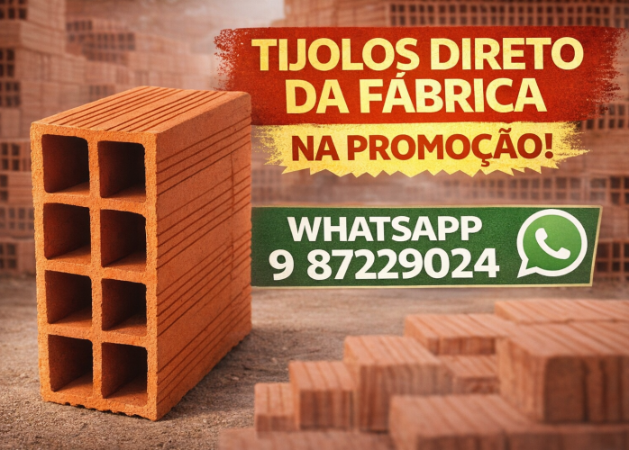 TIJOLOS DIRETO DA FABRICA COM 8 FUROS 9X19X19